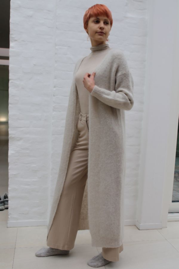 [200891] Cardigan Philou nm65 jersey lang tot aan de enkel - Beige Detail