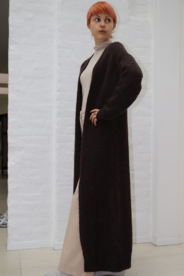 [200891] Cardigan Philou nm65 jersey lang tot aan de enkel - Bruin Detail