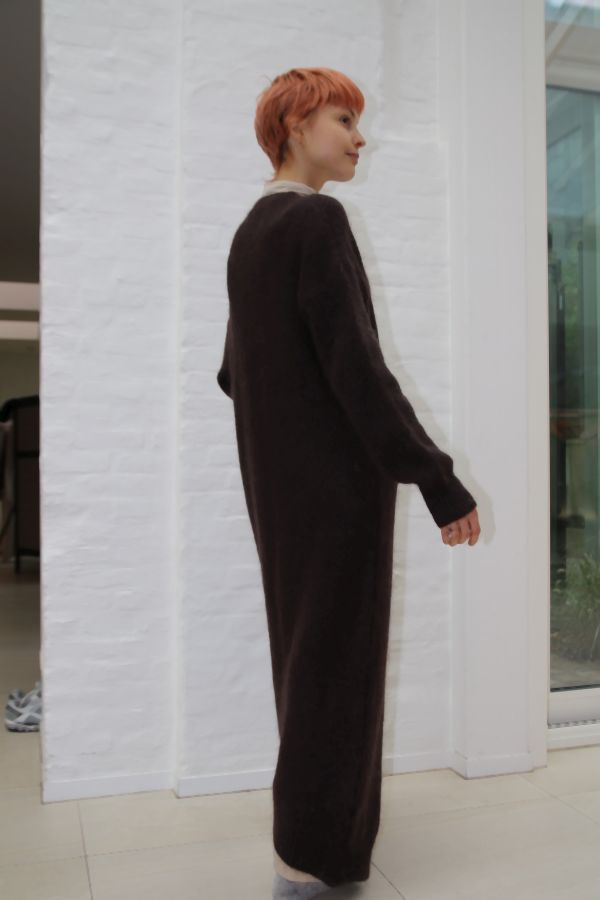 [200891] Cardigan Philou nm65 jersey lang tot aan de enkel - Bruin Detail