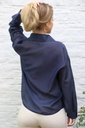[10017394] Blouse  Lisan nm85 matte satijn kraag nacré doorgeknoopt  - Donkerblauw Detail