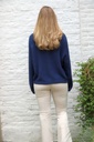 Cardigan Larissa nm25 V-hals 4 nacrÃ© knopen bevat baby alpaga en wol - Donkerblauw Detail