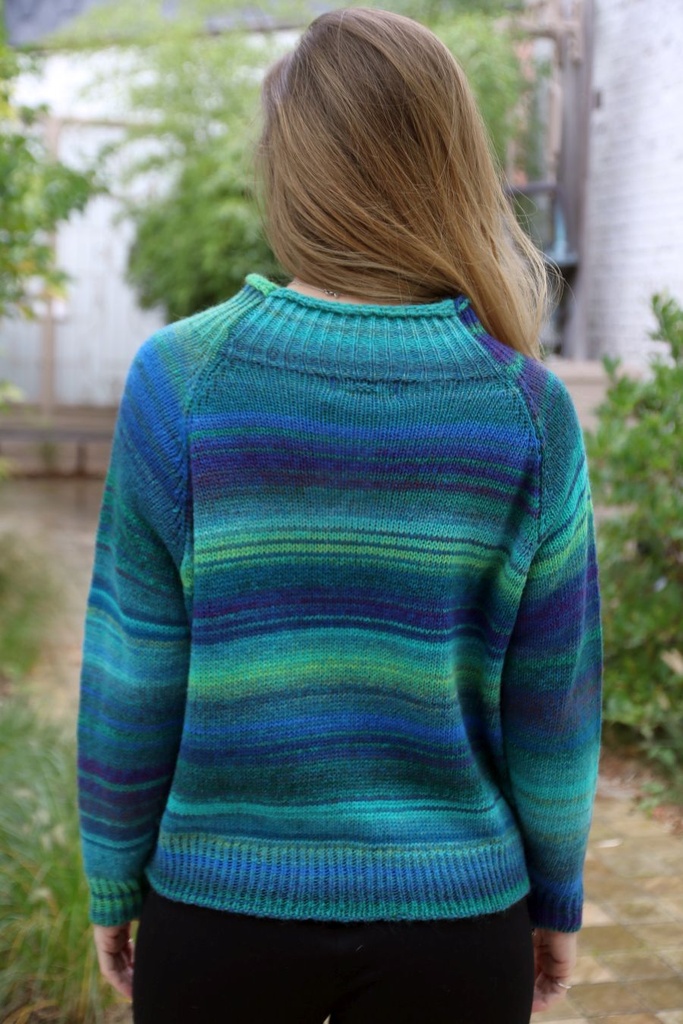 [10017423] Pul Lammert nm53 jaspé ingeweven tricot opstaande kraag  - Turkoois-groen Detail