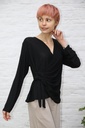 [200919]  Nala blouse v-hals strik glitter op netstof - Zwart Detail