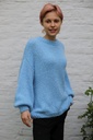 [200925] Pull Noreen nm30 grof gebreid ronde hals  - Lichtblauw Detail
