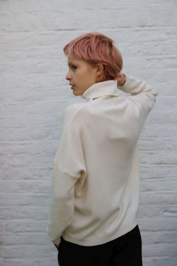 Tricot pull Nida nm80 opstaande kraag lange mouwen - Beige Detail