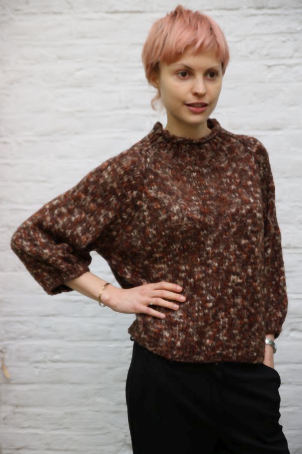 [200932] Neve nm18 tricot pull grof gebreid multicolor  - Donkerbruin-roestbruin Detail