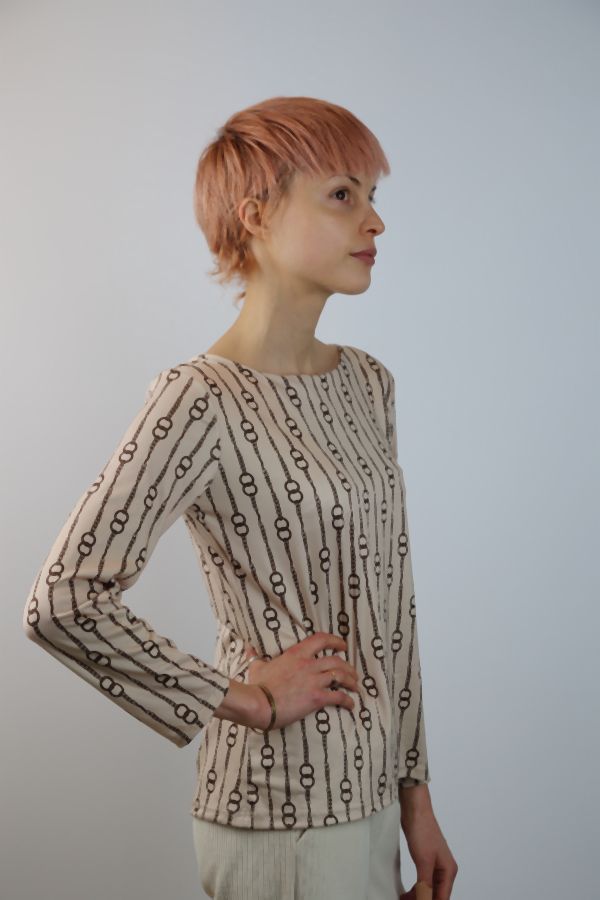 Shirt Marith met print van schakelkettingen nm20 - Beige-bruin Detail