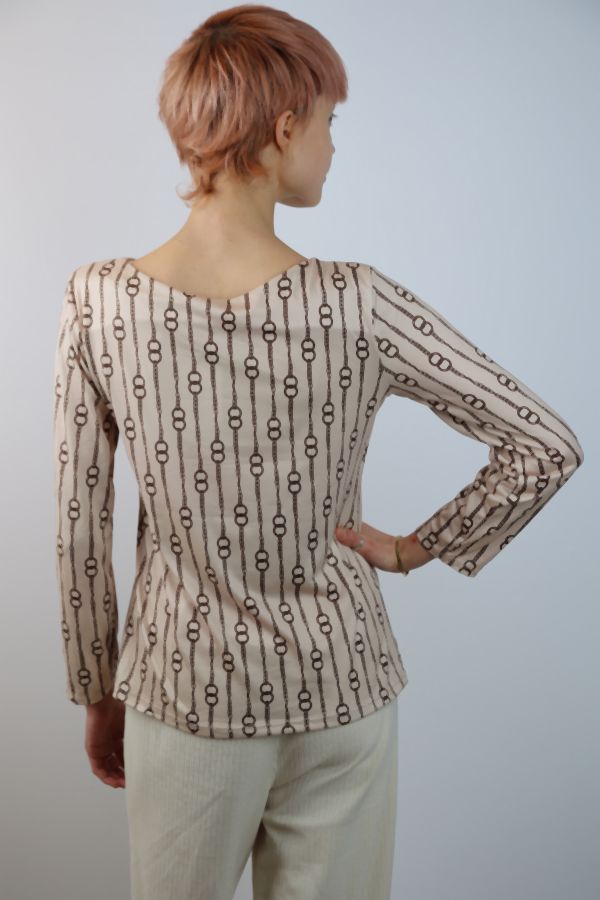 Shirt Marith met print van schakelkettingen nm20 - Beige-bruin Detail