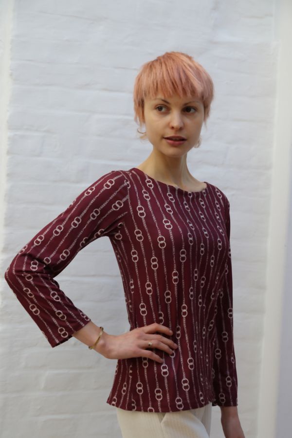 Shirt Marith met print van schakelkettingen nm20 - Bordeaux-beige Detail