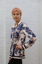 Blouse Maura met getekende botanische print - Wolwit-blauw Detail