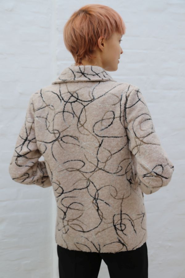 Vest Lester reverskraag 2 zakken 1 knop in been wol look - Beige-zwart Detail