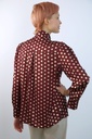 [200947] Blouse Lorijn jabotkraag vergulde stippenprint  - Bordeaux-beige Detail