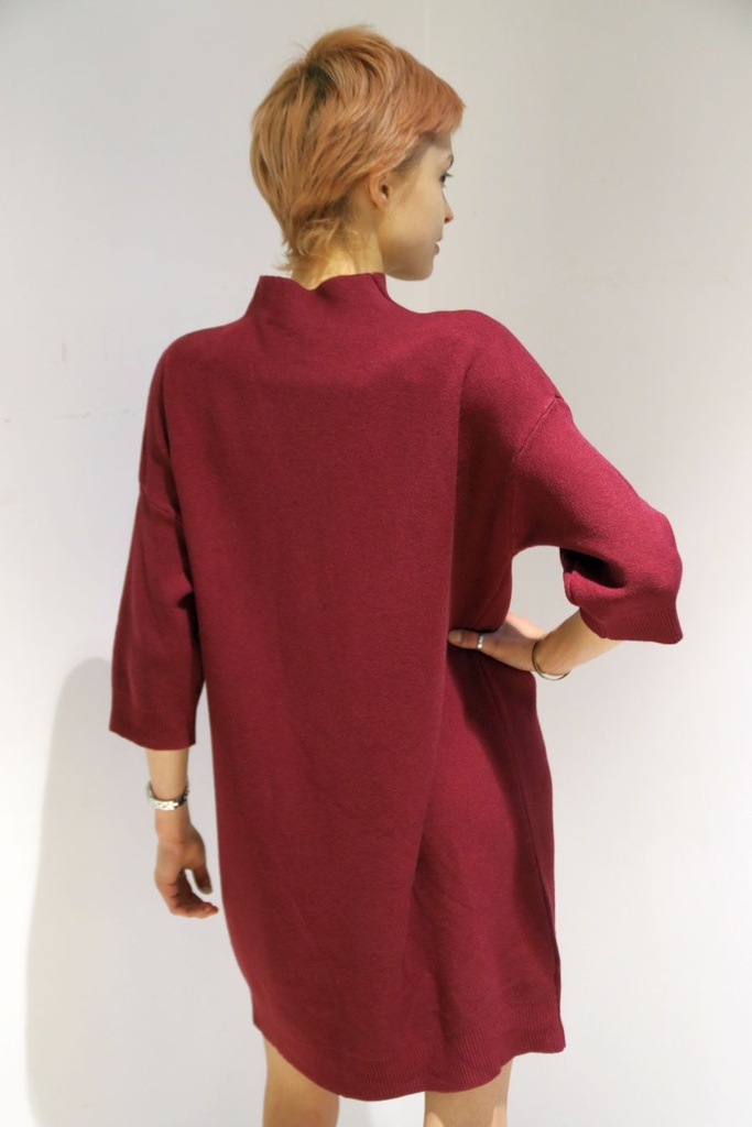 Jurk 7/8 Puck nm50 dichte hals recht patroon warm - Bordeaux Detail