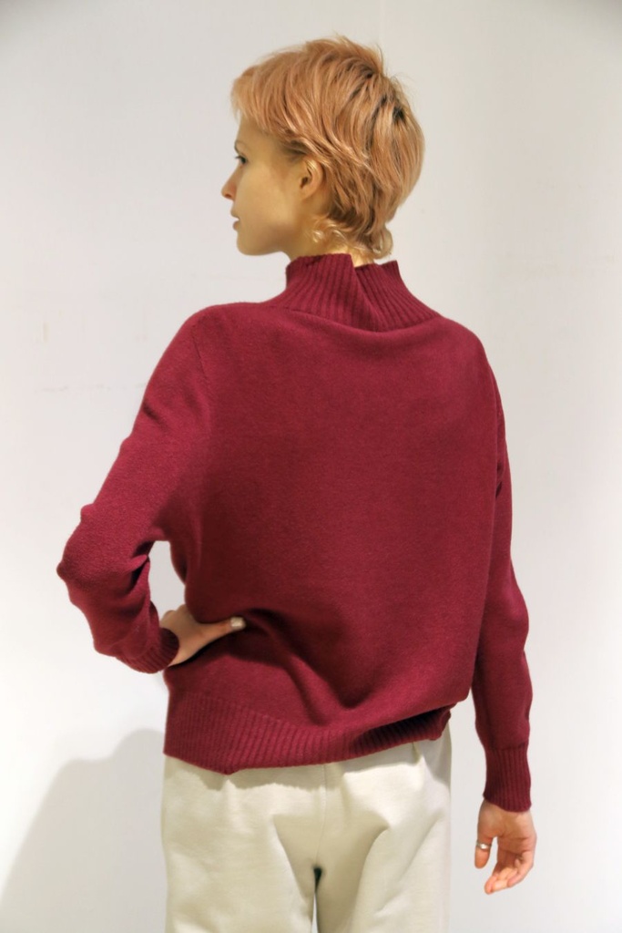Tricot pull Natalie nm50  opstaande kraag - Bordeaux Detail