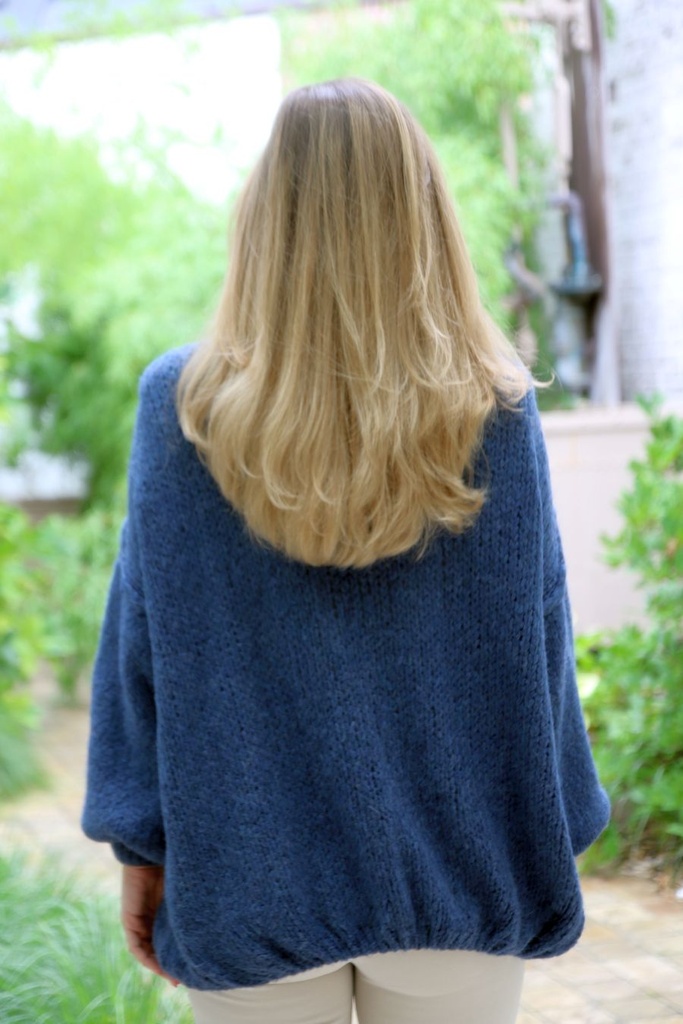 Tricot vest Louay nm18 grove steek oplegnaad - Donkerblauw Detail