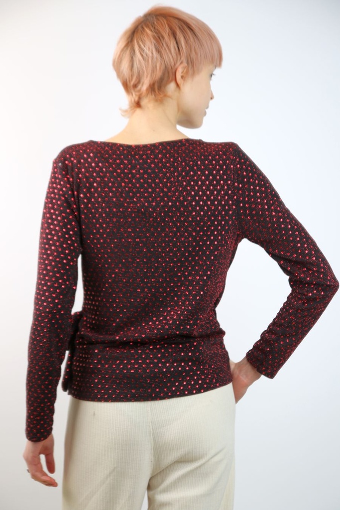 [200963] Pul Lauran nm10 drapagekraag zijbinder paillettenstof - Bordeaux-zwart Detail