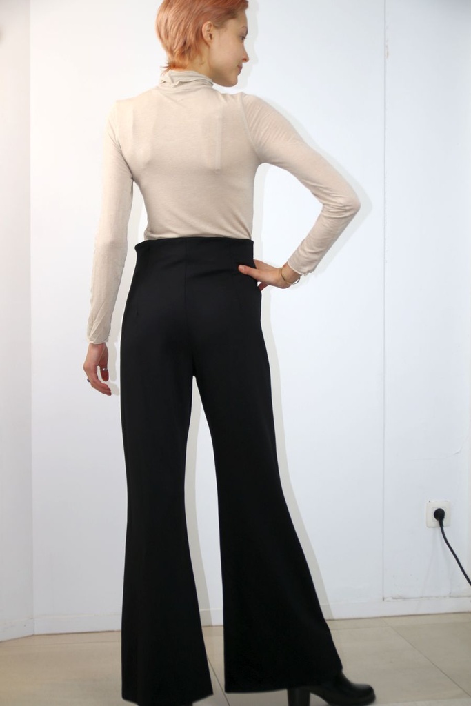 [200984] Lef 3102 nm67 gabardine hoge taille dubbel rij knopen kapnaad - Zwart Detail