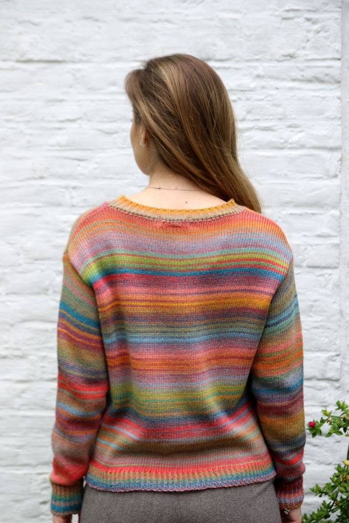 [201001] Pull Nikolai nm53 ronde hals geribde hals zoom manchette  - Geel-blauw-roze Detail