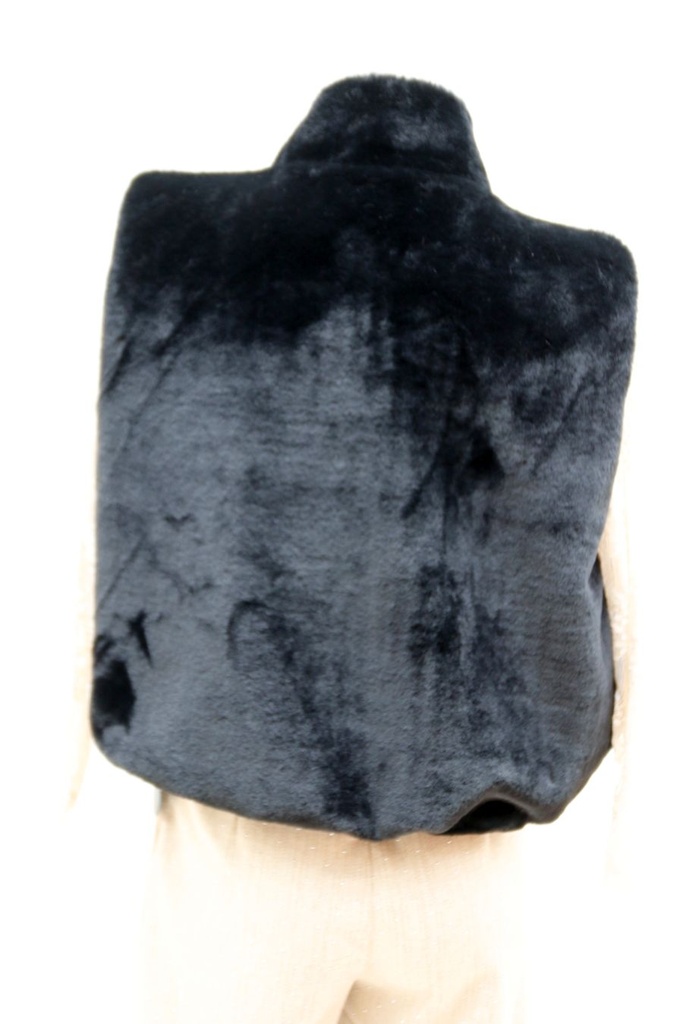 [200675] Lamia eco pels rirtssluiting sierkleppen mouwloos - Zwart Detail