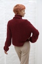 [200890] Pull Phileine nm25 zacht geribde rolkraag lange mouwen alpaca - Bordeaux Detail