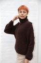 [200890] Pull Phileine nm25 zacht geribde rolkraag lange mouwen alpaca - Donkerbruin Detail