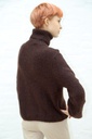 [200890] Pull Phileine nm25 zacht geribde rolkraag lange mouwen alpaca - Donkerbruin Detail
