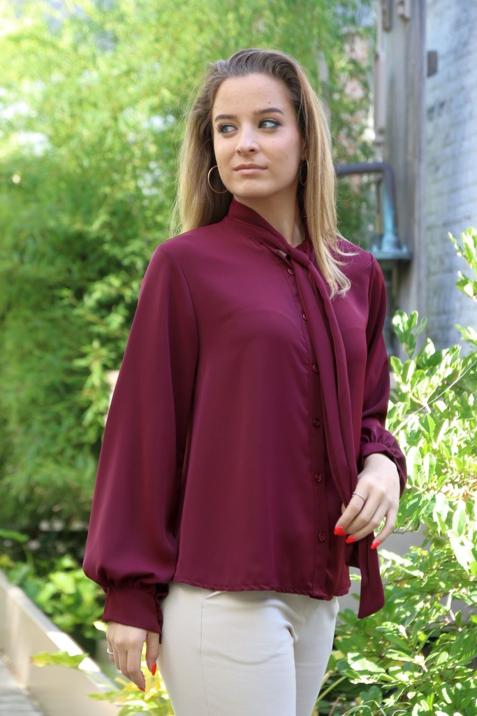 Blouse Muhammad met strik - Bordeaux Detail