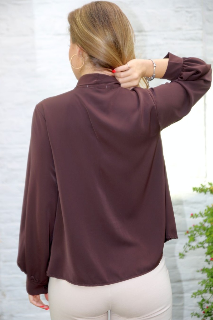 Blouse Muhammad met strik - Bruin Detail