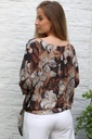 Bloemenblouse Marcel met taillestrik nm48 - Zwart-beige Detail