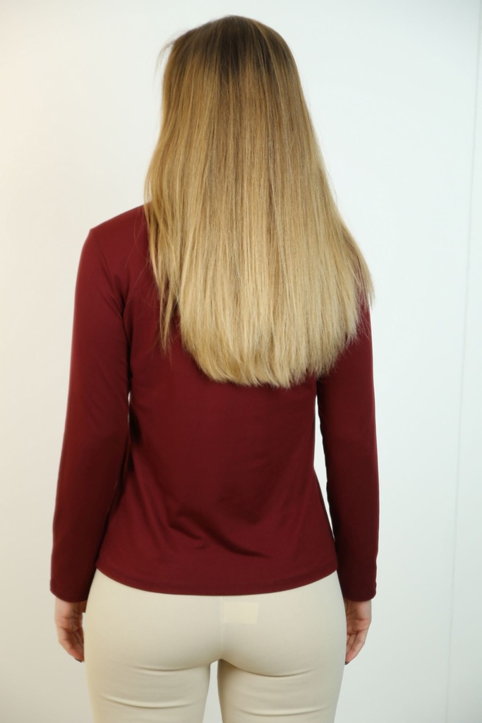 T-shirt Michel lange mouw en rolkraag - Bordeaux Detail