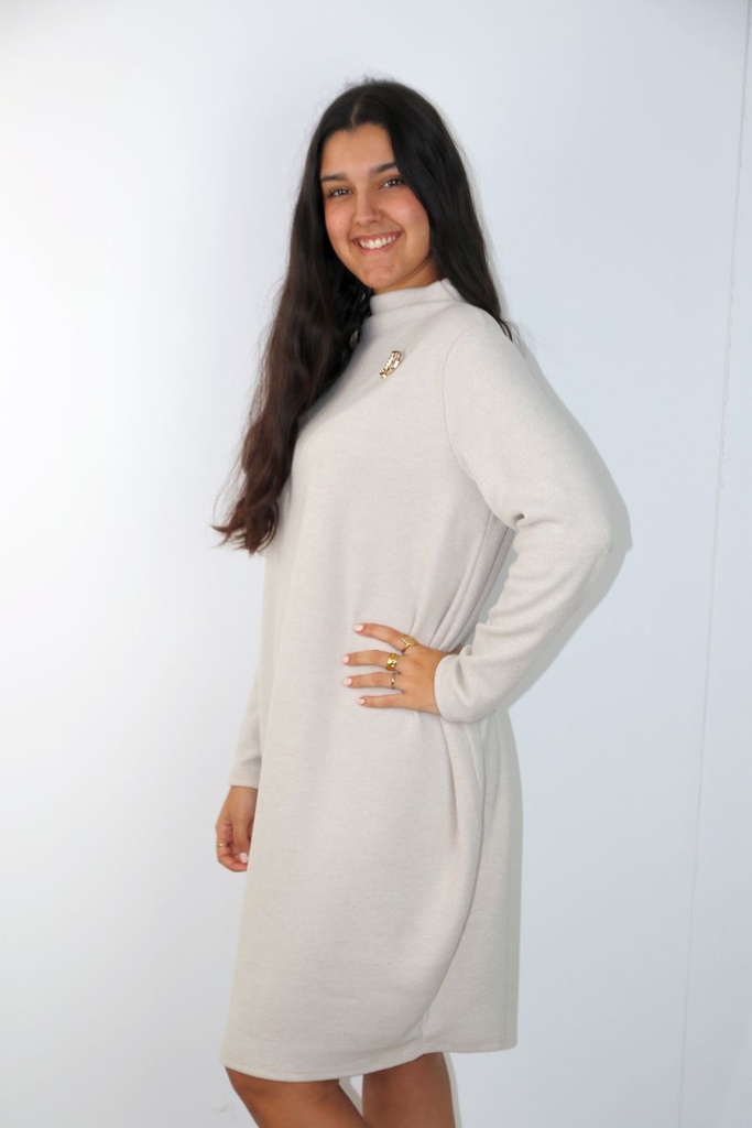 Tricot Philine nm5 opstaande kraag glitter gulden, diamanten embleem - Crème Detail