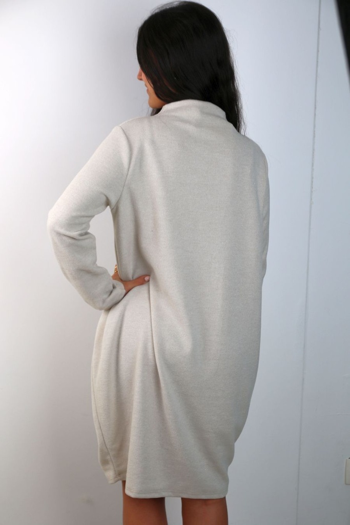 Tricot Philine nm5 opstaande kraag glitter gulden, diamanten embleem - Crème Detail