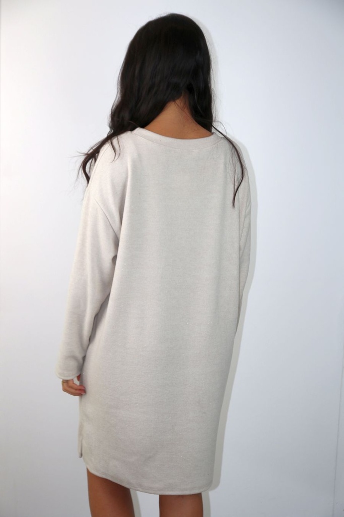 Tricot Phoebe nm5 open kraag glitter gulden, diamanten embleem (V) - Crème Detail