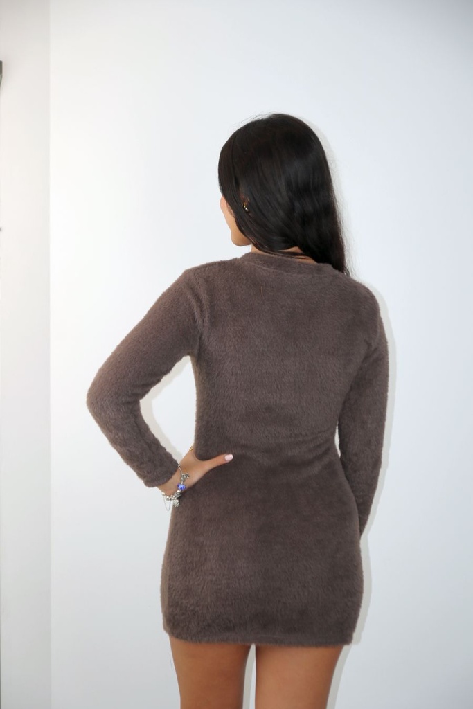 [201057] Tricot Petronella nm95 fluffy ronde hals - Bruin Detail