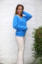 Pul Liselotte nm25 V-neck baby alpaga and wool - Blauw Detail