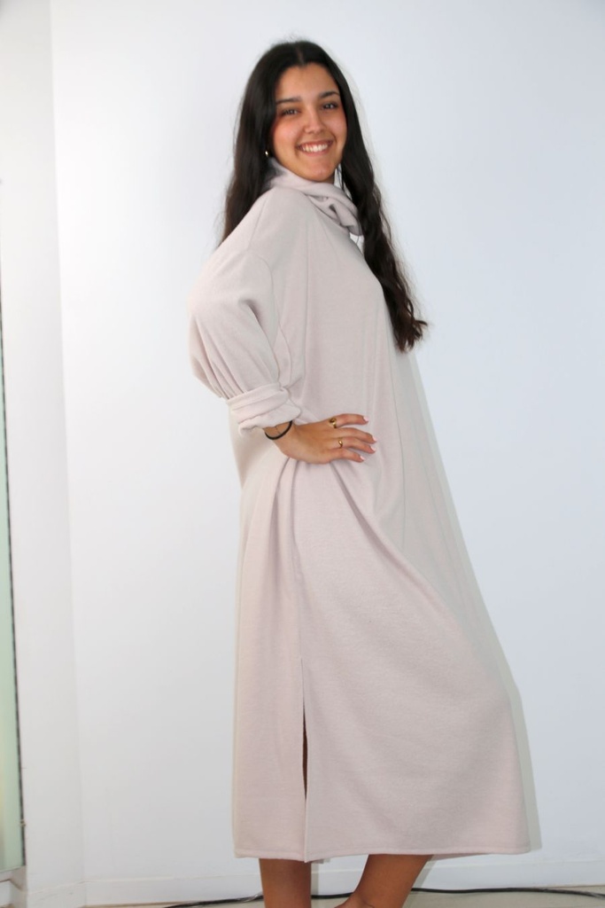 [201060] Tricot Pablo nm95 colkraag halflange mouwen - Lichtbeige Detail