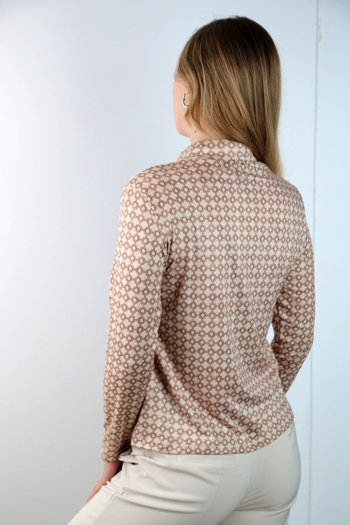 [201072] T-shirt Luit klavertje 4 stekelbes rolkraag viscose jersey - Beige-bruin Detail