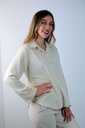 Blouse Quinte zacht aanvoelend studs geknoopt springplooi - Beige Detail