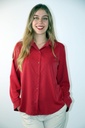 Blouse Quinte zacht aanvoelend studs geknoopt springplooi - Rood Detail