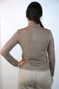 [201088] Blouse Nevra nm85 blokjespatroon opstaande kraag - Beige-bruin Detail