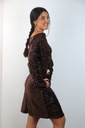 [201021] Cocktailjurk Lynthe nm38 pailletten drapagekraag  - Bruin Detail