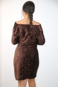 [201021] Cocktailjurk Lynthe nm38 pailletten drapagekraag  - Bruin Detail