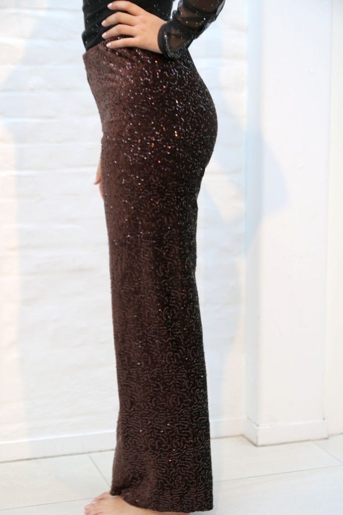 [201011] Liesje nm38 glamy flarebroek - Bruin Detail