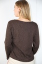 Pull Qwen boord-V-hals Lurex coding  - Donkerbruin Detail