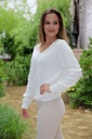 Pul Liselotte nm25 V-neck baby alpaga and wool - Wolwit Detail