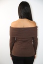 [200917] Pull Nio nm40 off shoulder glitter tricot - Chocolade Detail
