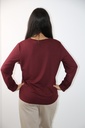 T-shirt Leilani nm20 V-hals met springplooi viscose jersey - Bordeaux Detail
