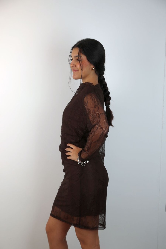 [201118] Jurkje Niko nm38 kant boothals gevoerd  - Bruin Detail