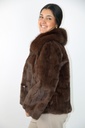 [201124] Kort jasje Nieck ecopels nerts kraag  - Bruin Detail