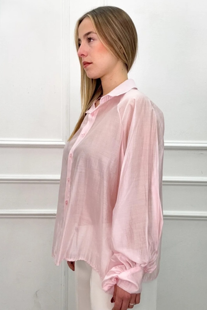 Transparante blouse Riley met ballonmouw nm85 - Roze Detail